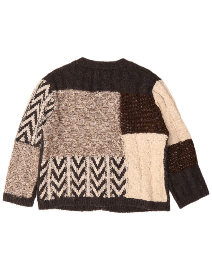 Damski sweter oversize Zara UK 10 Small Brown Patchwork