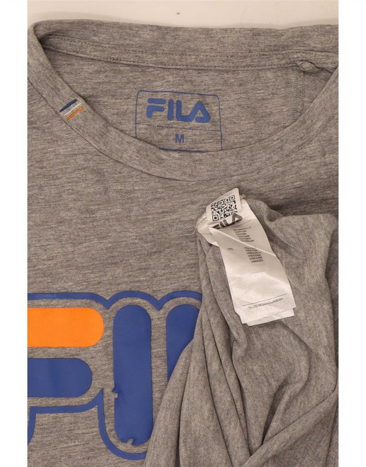Męski T-shirt Fila z grafiką, średnioszary, bawełniany w cętki