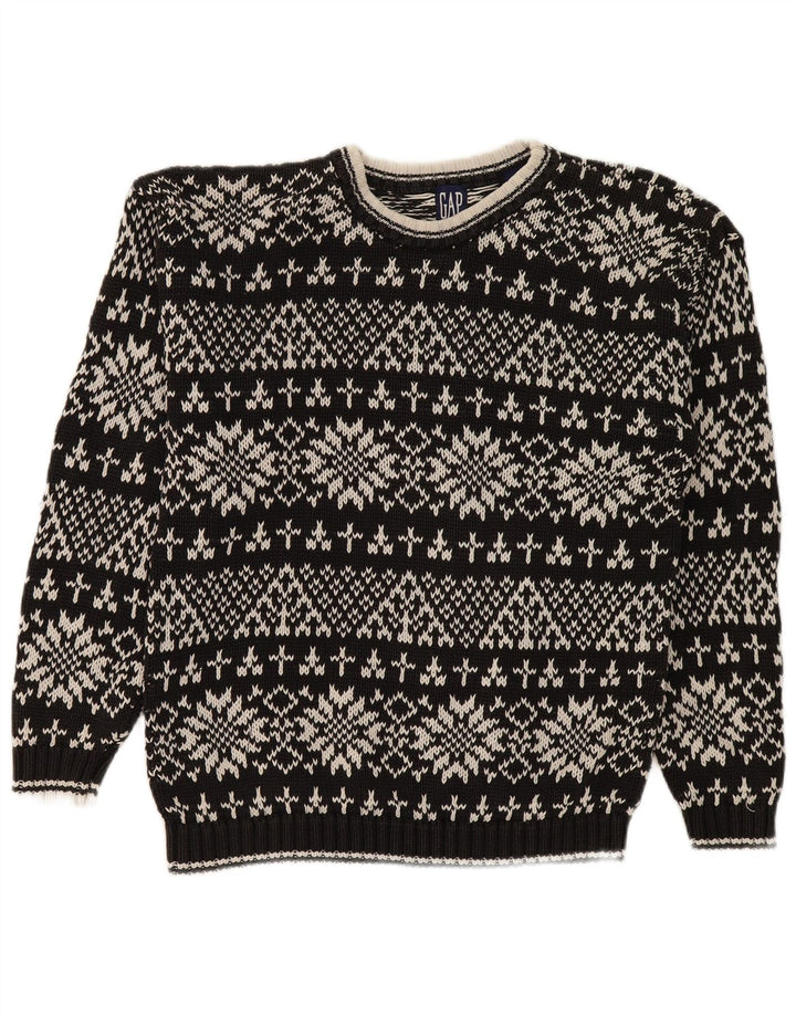 Męski sweter Gap z okrągłym dekoltem, mały, czarny, z bawełny Fair Isle