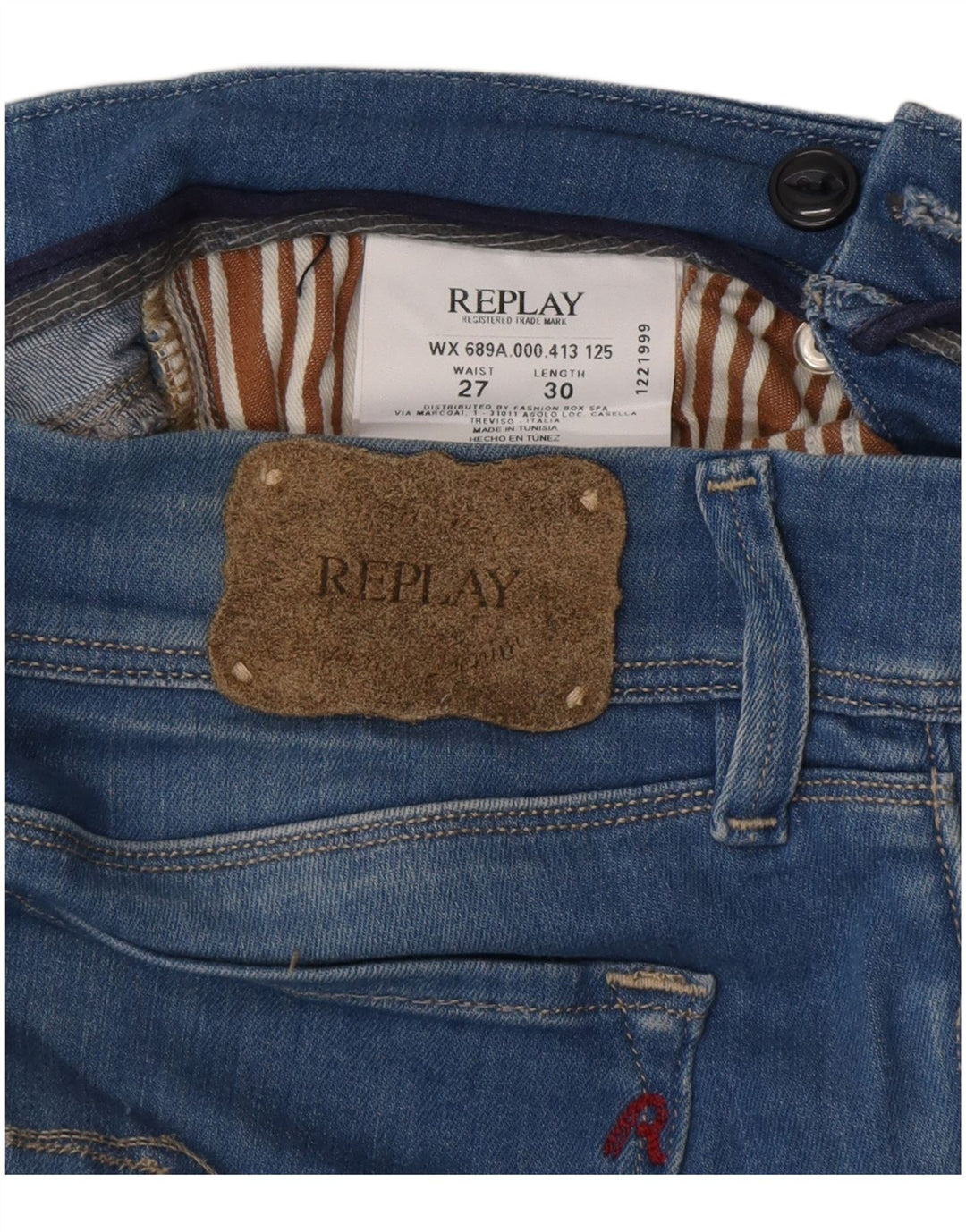 Damskie jeansy Skinny REPLAY W27 L30 Niebieskie bawełniane