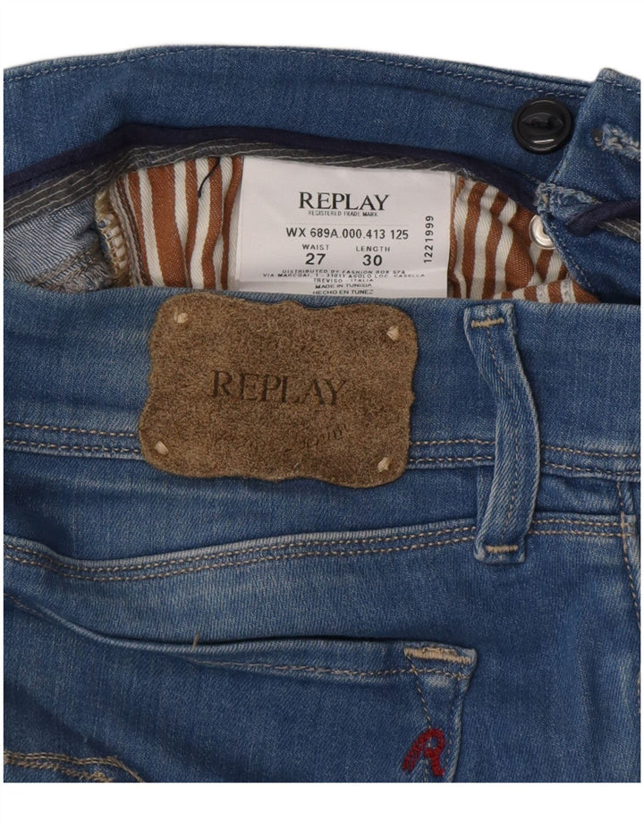 Damskie jeansy Skinny REPLAY W27 L30 Niebieskie bawełniane