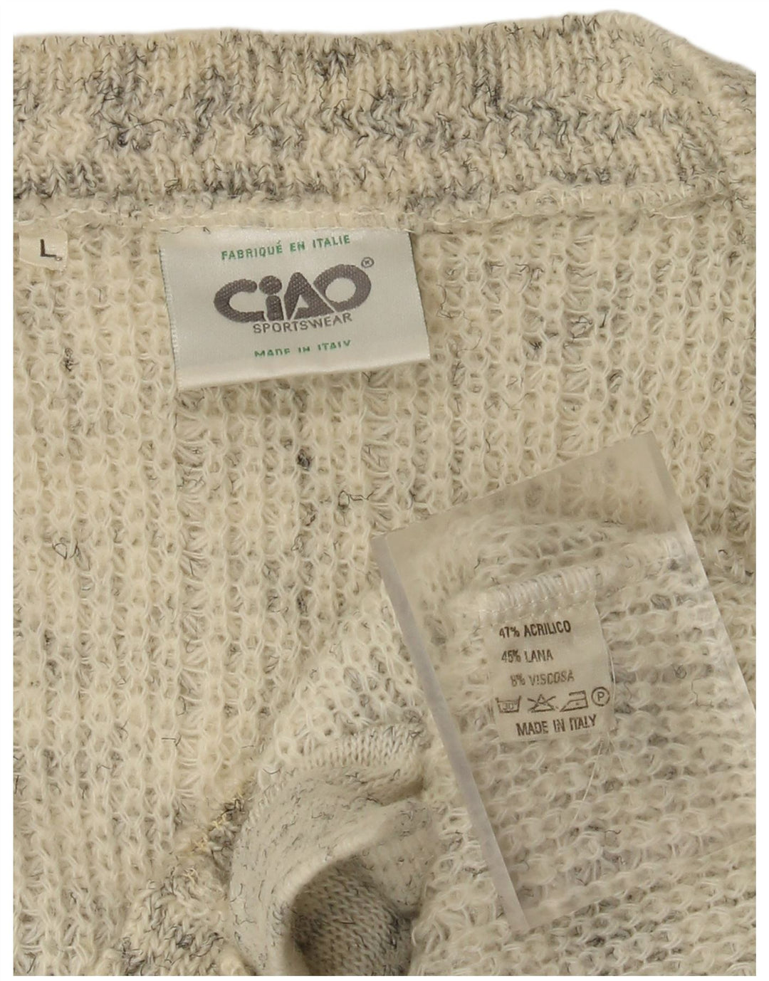 Cido Męski sweter rozpinany, duży, beżowy, nakrapiany akryl