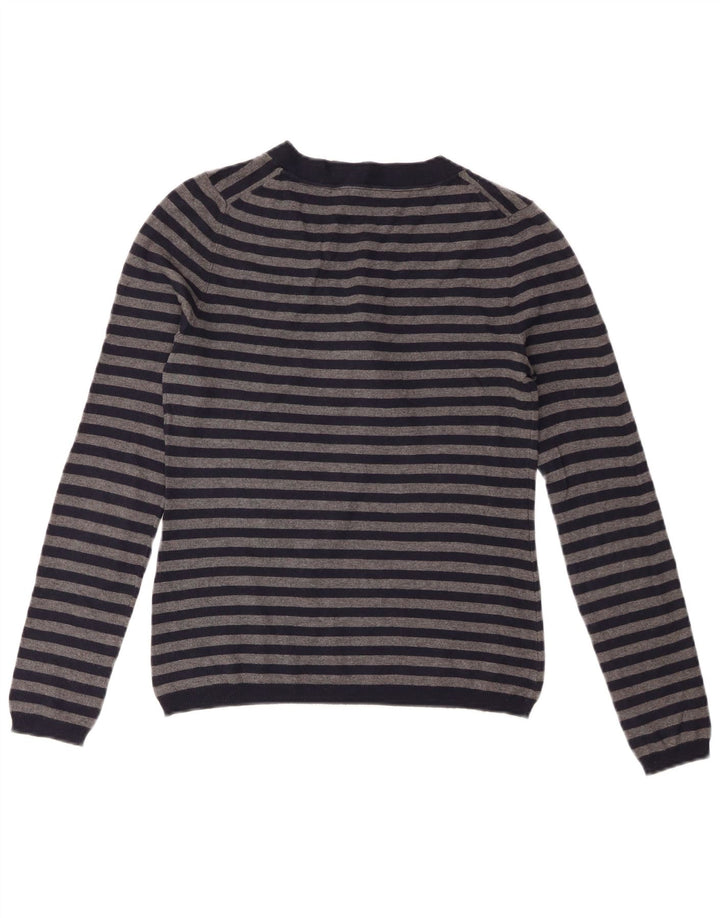 Sweter damski Massimo Dutti z dekoltem w kształcie litery V, UK 8, w małe granatowe paski