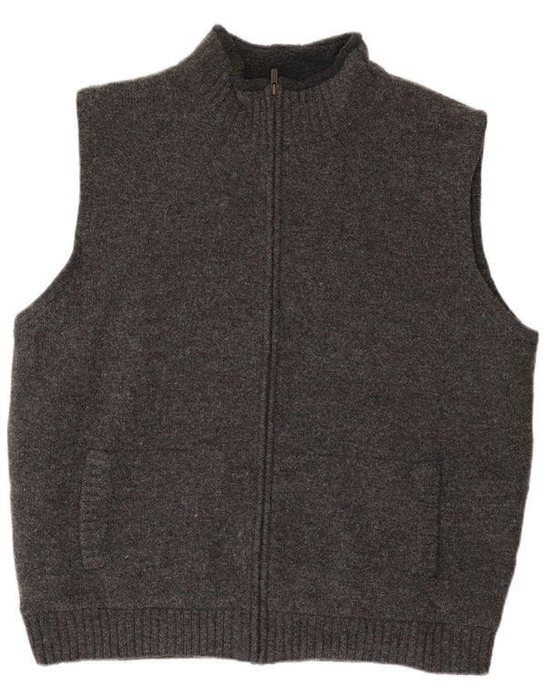 L.L.Bean Mens Sleeveless Cardigan Sweater XL Grey Wool