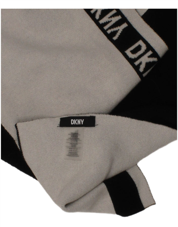 Męski prostokątny szalik Dkny w jednym rozmiarze, czarne, akrylowe logo w paski
