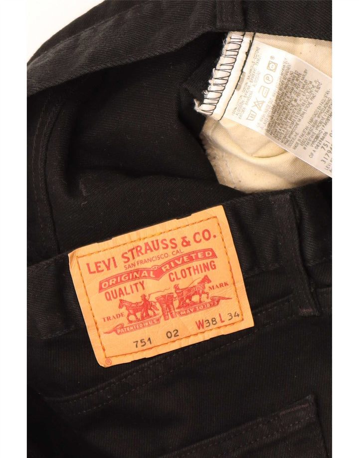 Męskie dżinsy Levi's 751 Straight W38 L34 Czarna bawełna