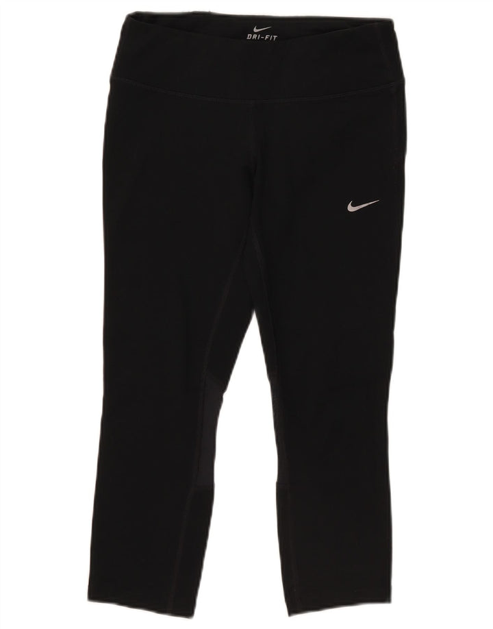 Damskie legginsy Nike Dri Fit Capri UK 10, małe, czarne, poliestrowe