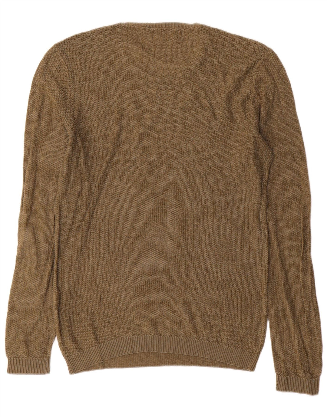 Męski sweter z okrągłym dekoltem Zara, średni khaki, akryl
