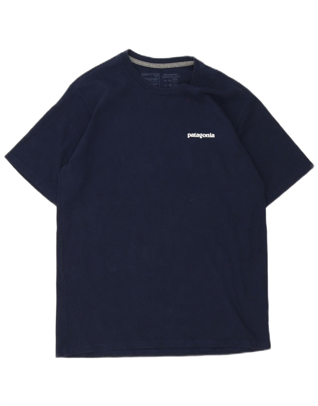 Męski T-shirt z grafiką Patagonia o regularnym kroju, mały, granatowy, poliester