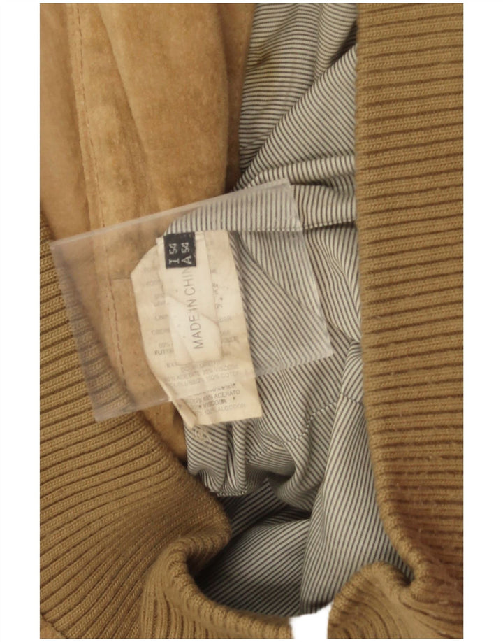 Vintage męska zamszowa kurtka bomber IT 54 2XL beżowa skóra