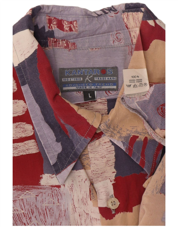 Koszula męska Kantaros w abstrakcyjny wzór, duża, wielobarwna wiskoza