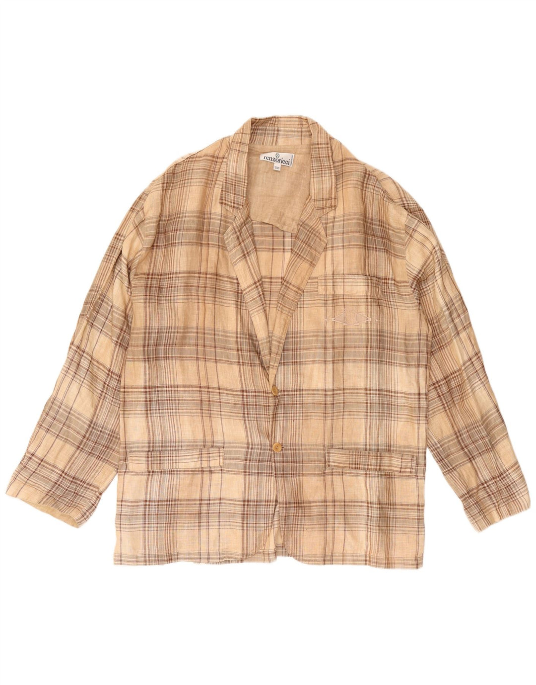 Vintage męska marynarka zapinana na 3 guziki IT 52 XL w beżową kratkę