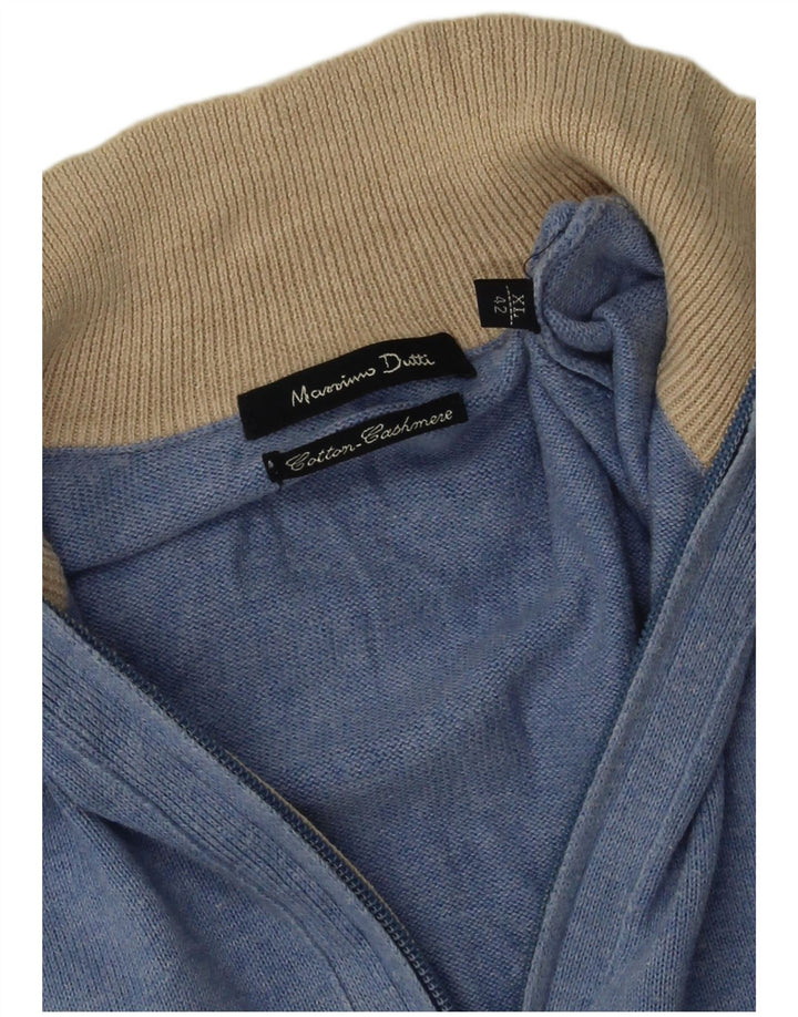 Męski sweter zapinany na zamek Massimo Dutti XL, niebieski, bawełniany