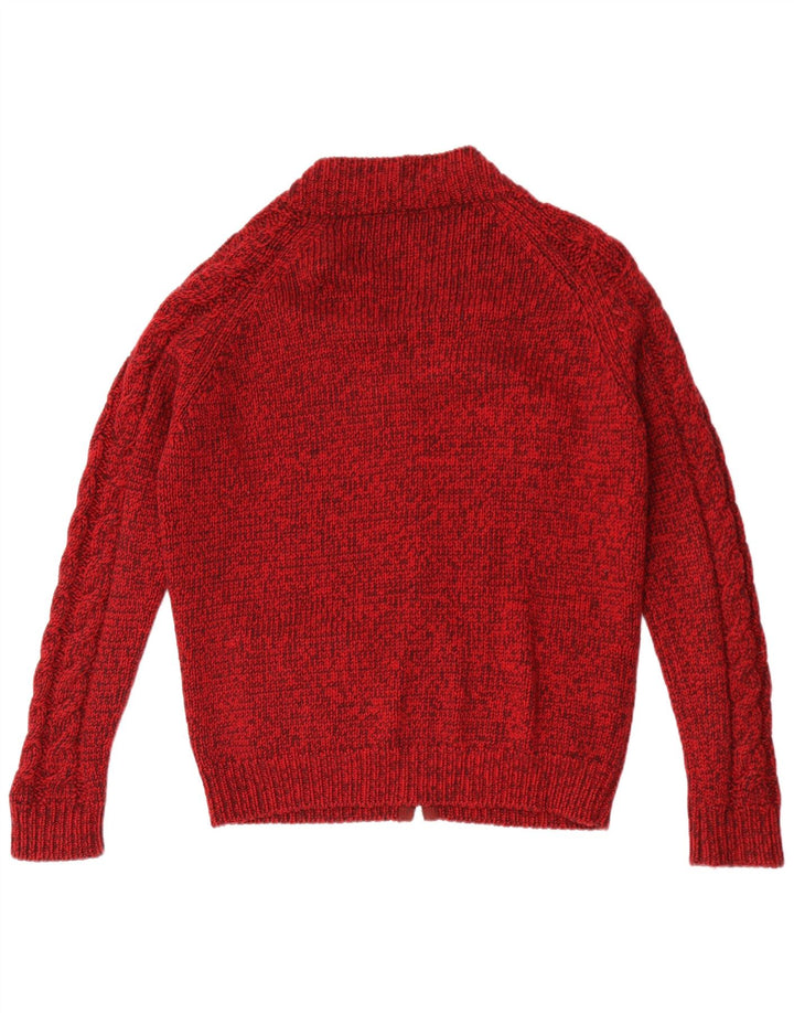 Vintage męski sweter rozpinany, średni, czerwony, nakrapiany
