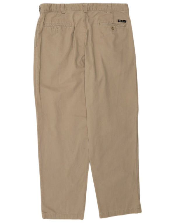 Eddie Bauer Męskie spodnie chino o swobodnym kroju W38 L32 Beżowa bawełna
