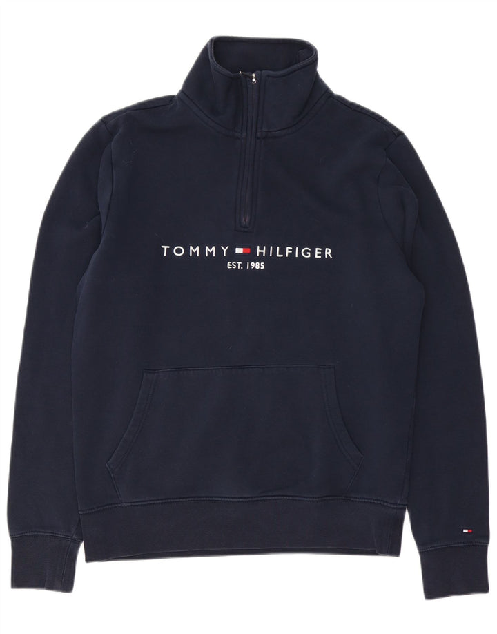 Męska bluza Tommy Hilfiger z grafiką i zamkiem błyskawicznym, mała, granatowa