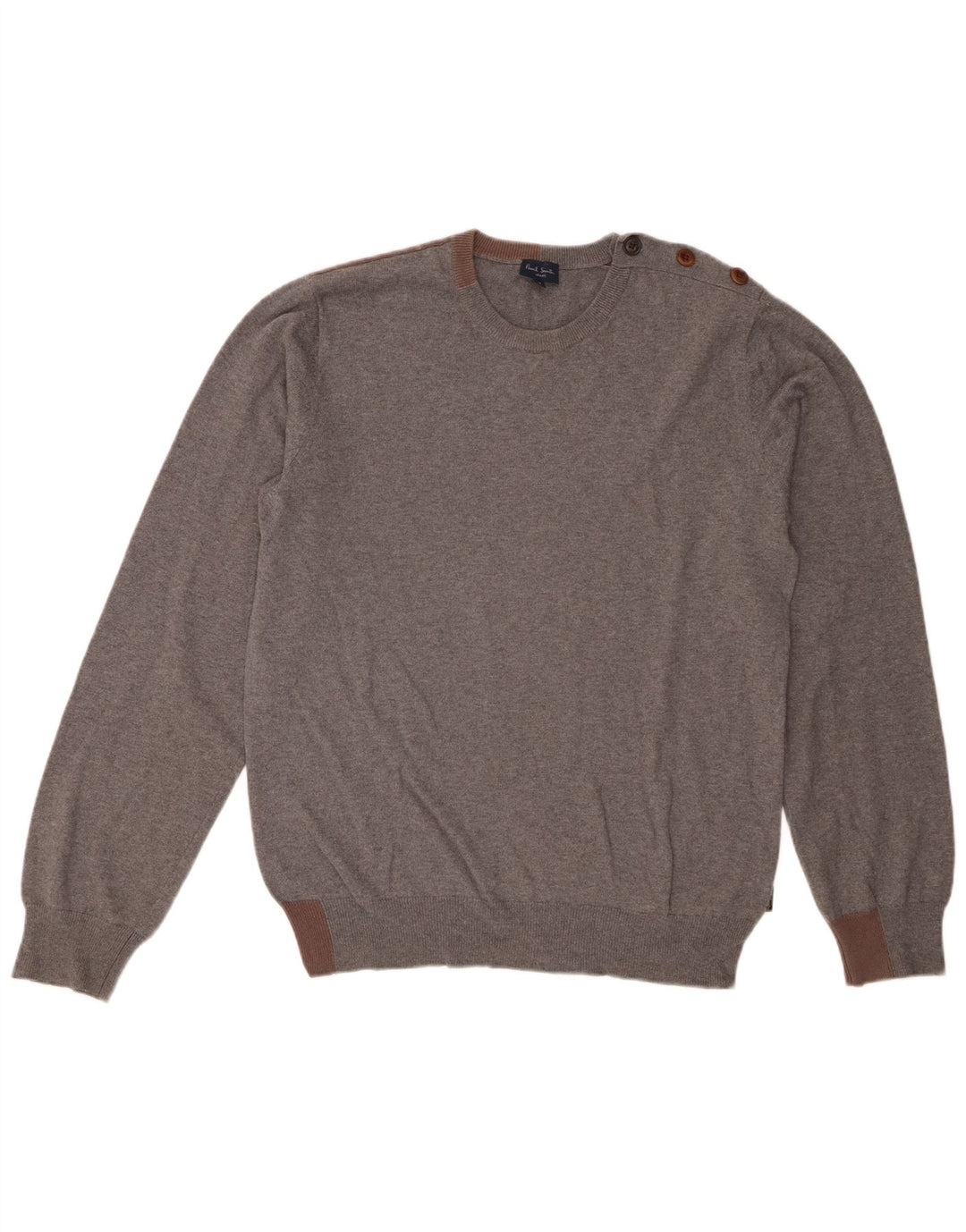 Męski sweter Paul Smith z okrągłym dekoltem, średnioszary, bawełniany w bloki kolorów