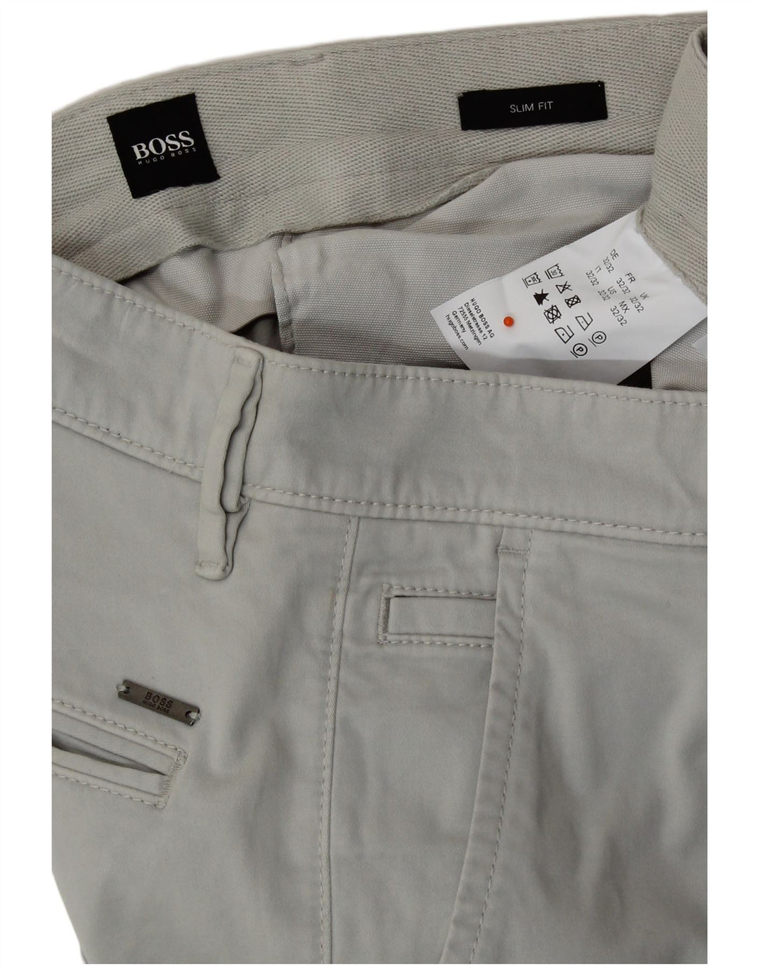 Damskie spodnie Chino HUGO BOSS Slim Fit W32 L29 Szara bawełna