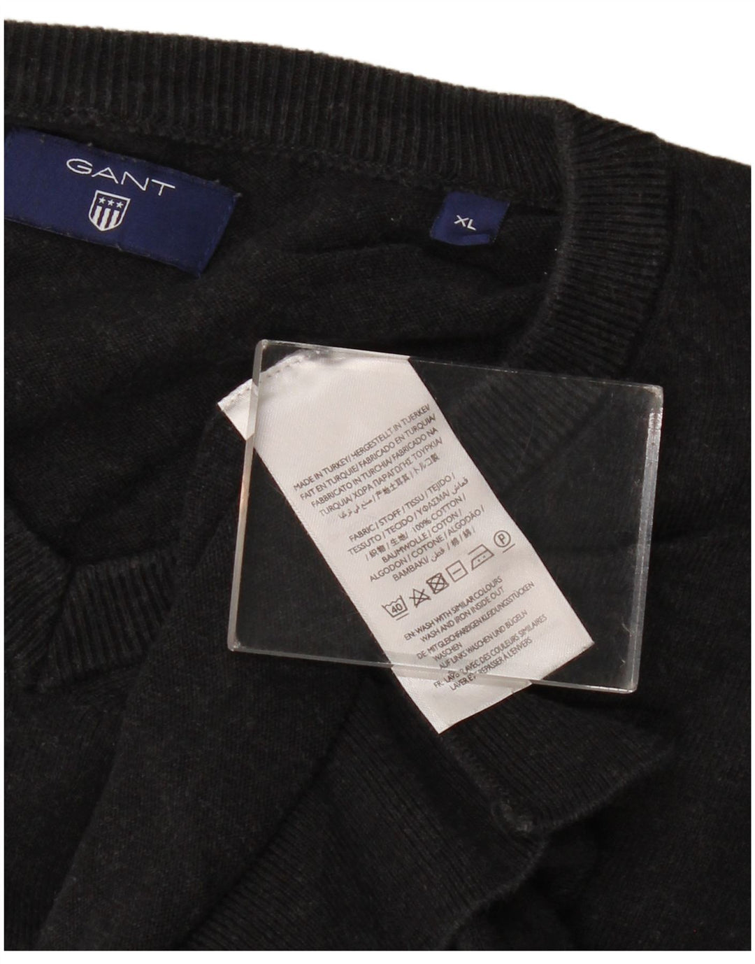 Damski sweter GANT z dekoltem w kształcie litery V, XL, szary, bawełniany