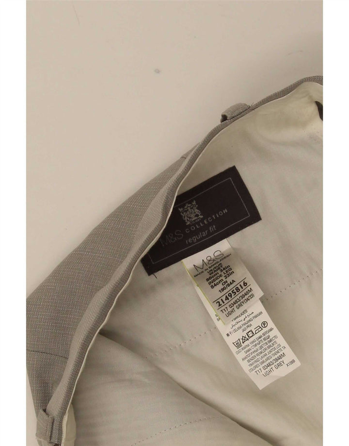 Męskie spodnie garniturowe Marks & Spencer o regularnym kroju W34 L33 Szary poliester