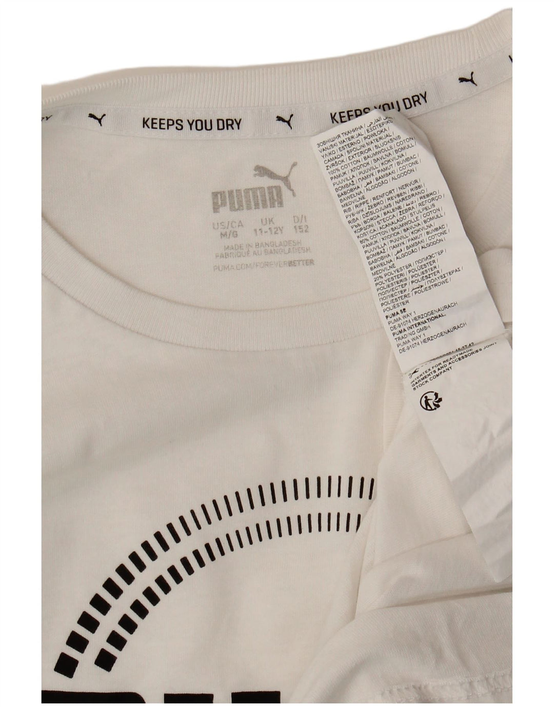 Chłopięcy T-shirt z grafiką Puma, 11-12 lat, średnia biała bawełna