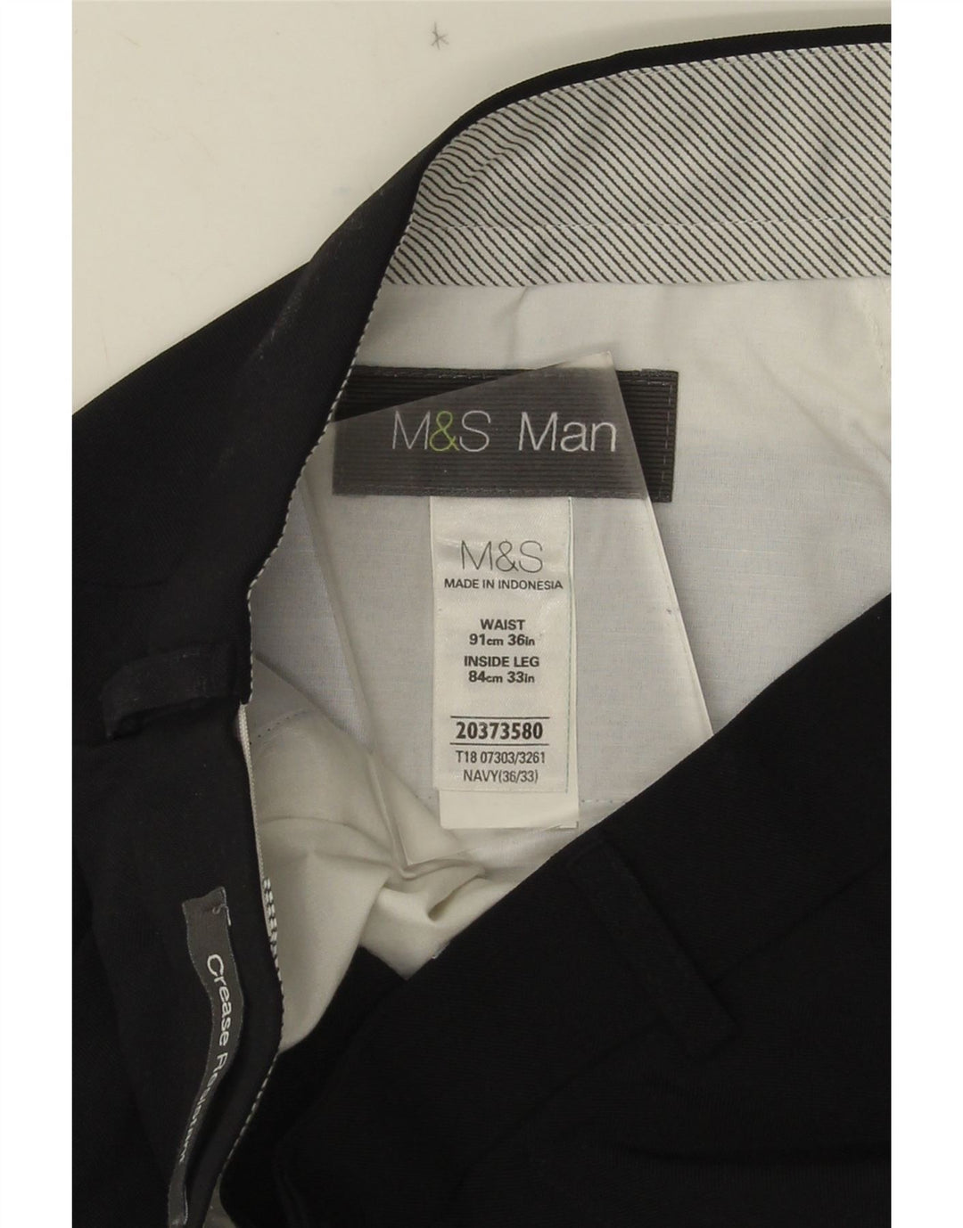 Marks & Spencer Męskie proste spodnie garniturowe W36 L33 Granatowy poliester