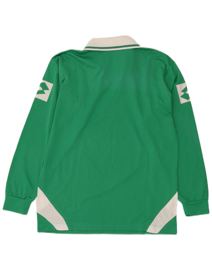 Męska koszulka polo z długim rękawem i grafiką LOTTO XL, zielony, z blokami kolorów, poliester