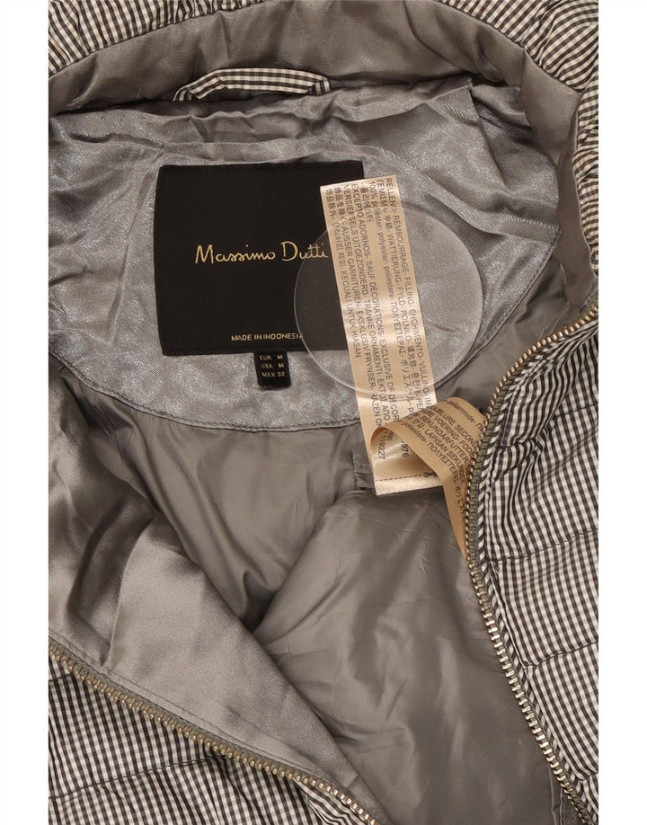 Damska kurtka ocieplana Massimo Dutti UK 14, średnioszara, poliester w kratkę