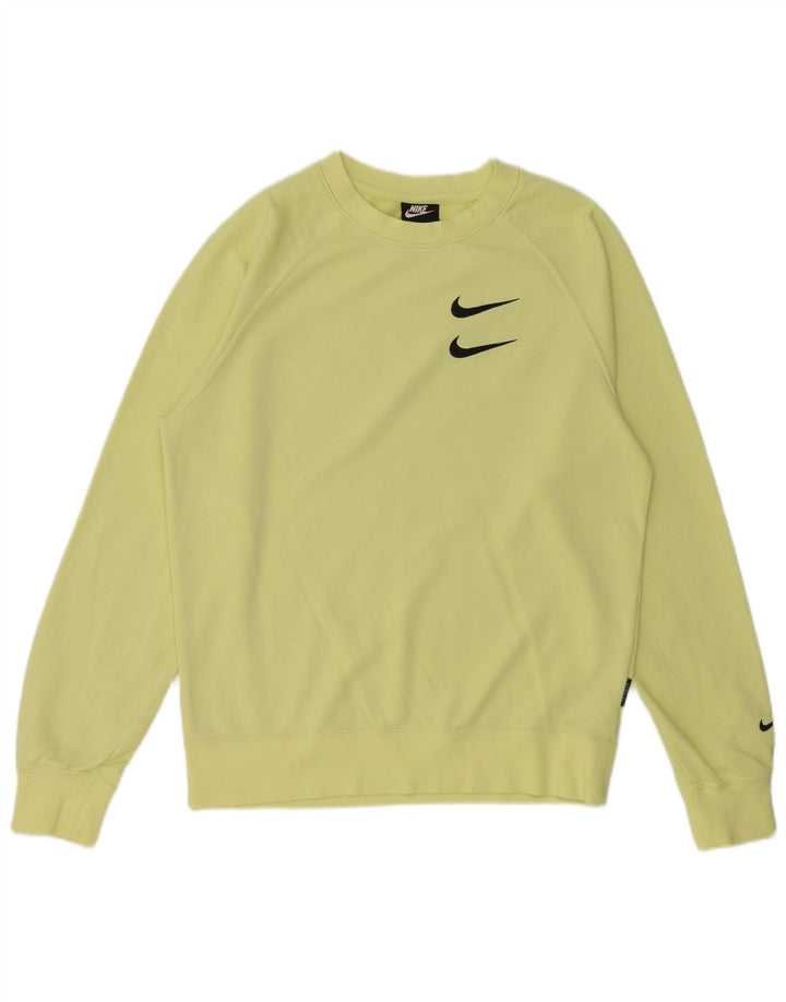 Męski sweter z grafiką Nike, mały, żółty, bawełniany