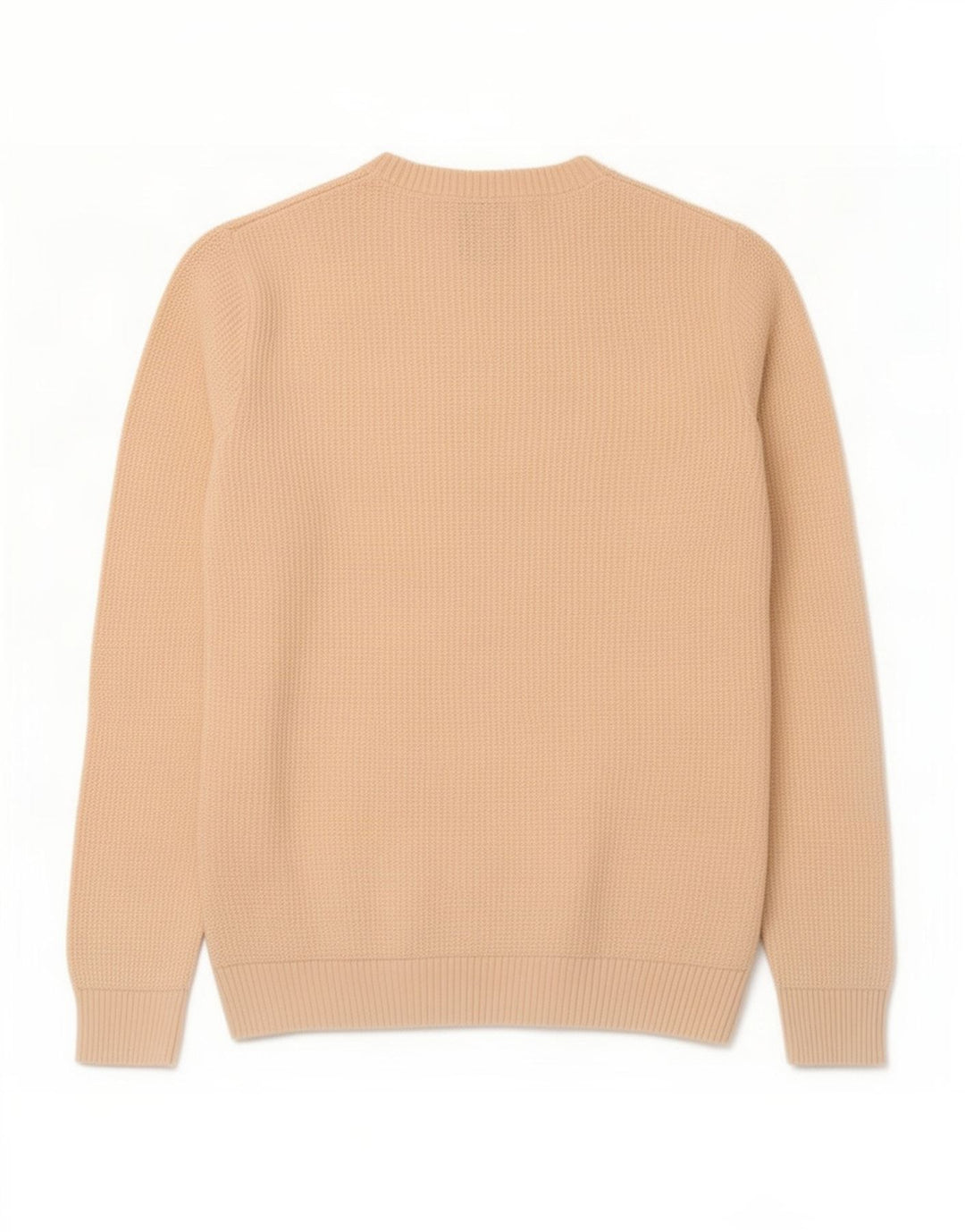 Męski sweter Zara z okrągłym dekoltem, średnio beżowy, bawełniany