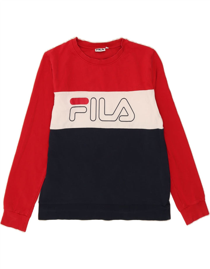 FILA Womens Sweatshirt Jumper UK 16 Large Multicoloured Colourblock Vintage Fila and Second-Hand Fila from Messina Hembry 