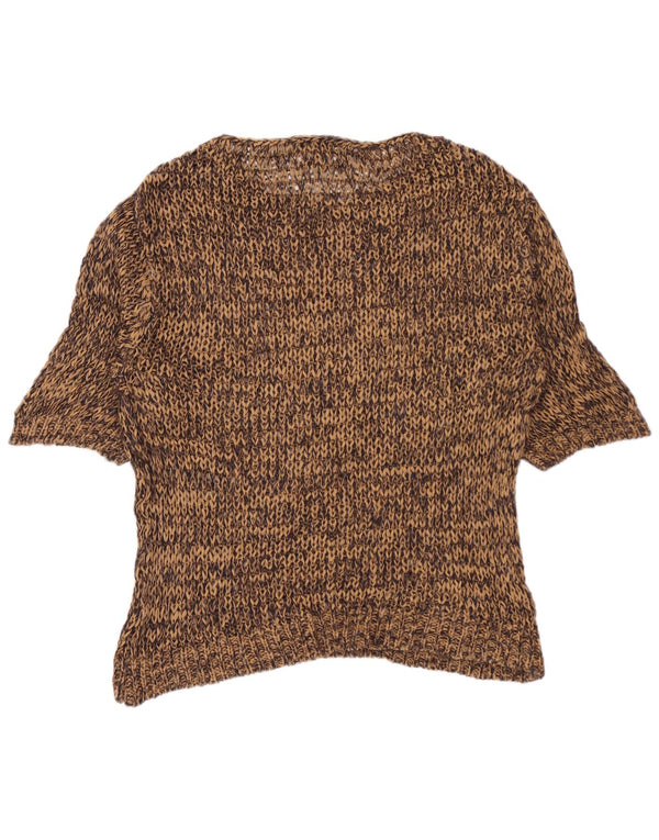 MASSIMO DUTTI Damski sweter z dekoltem w łódkę UK 10, mały, brązowy, nakrapiany