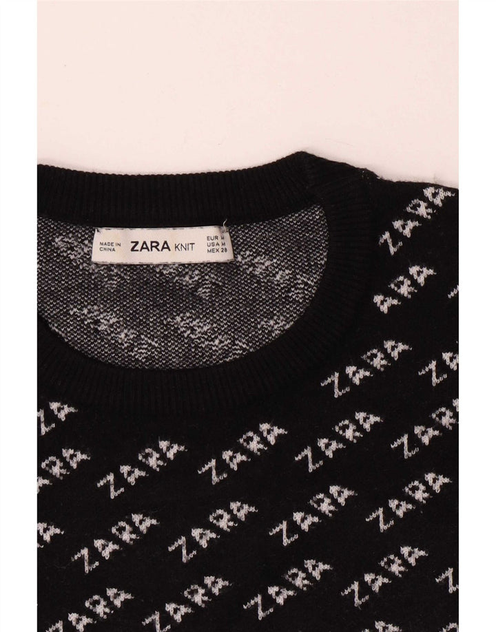 Damski sweter Zara z graficznym wycięciem pod szyją UK 14, średni czarny
