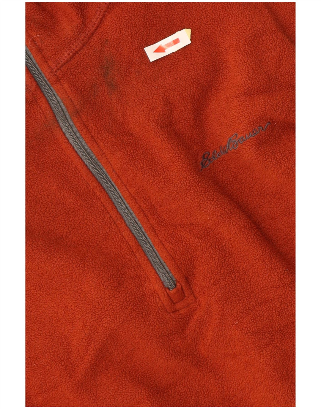 EDDIE BAUER Męski sweter polarowy z zamkiem błyskawicznym, duży, pomarańczowy poliester