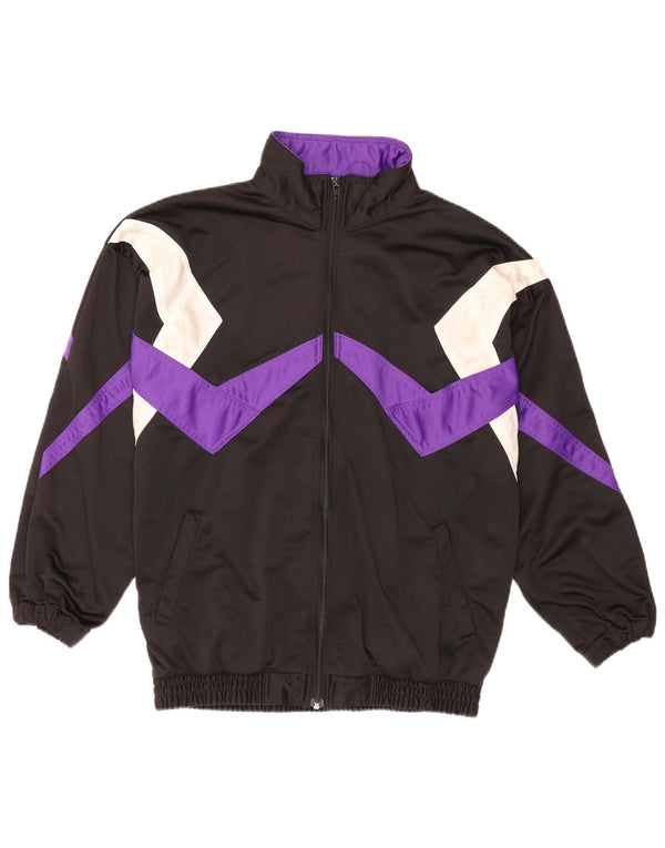 Vintage męska bluza dresowa o luźnym kroju, średnia czarna, kolorowa, retro