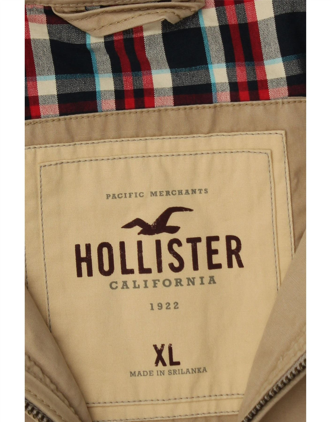Męska kurtka bomberka HOLLISTER UK 42 XL, beżowa, bawełniana