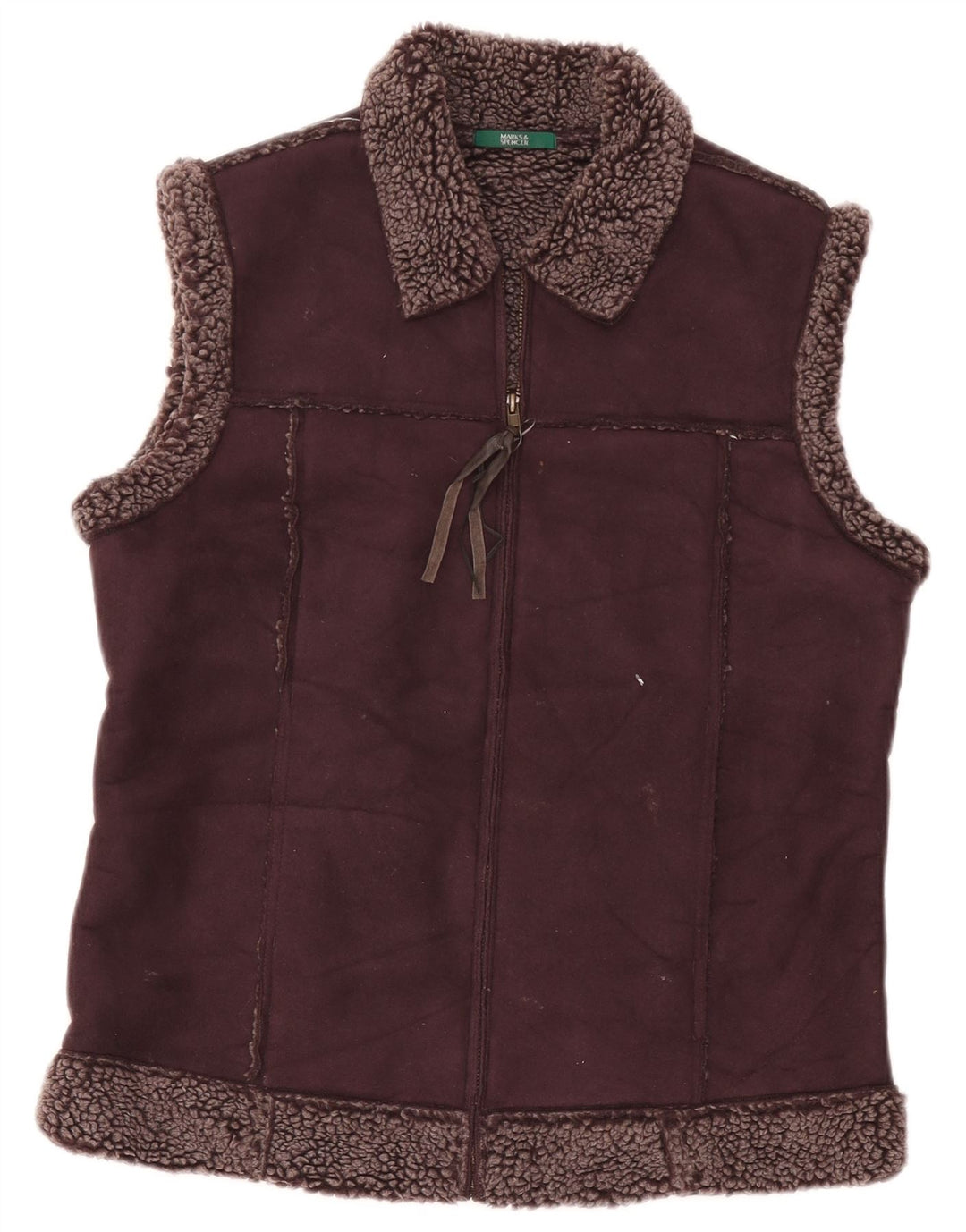 Marks & Spencer Damska kamizelka Sherpa UK 12, średni bordowy poliester