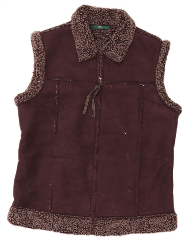Marks & Spencer Damska kamizelka Sherpa UK 12, średni bordowy poliester