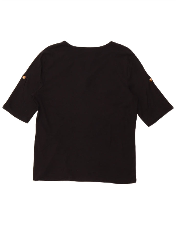 RALPH LAUREN Damski T-shirt Top, duży, czarny, bawełniany