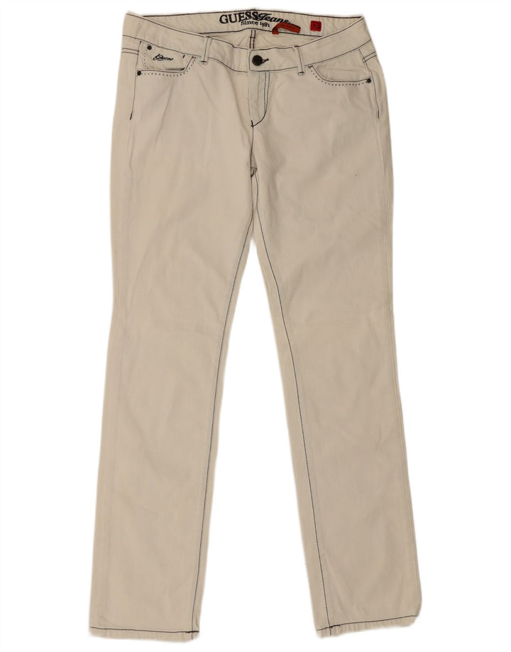 Damskie jeansy Guess W33 L34 w kolorze złamanej bieli, bawełniane
