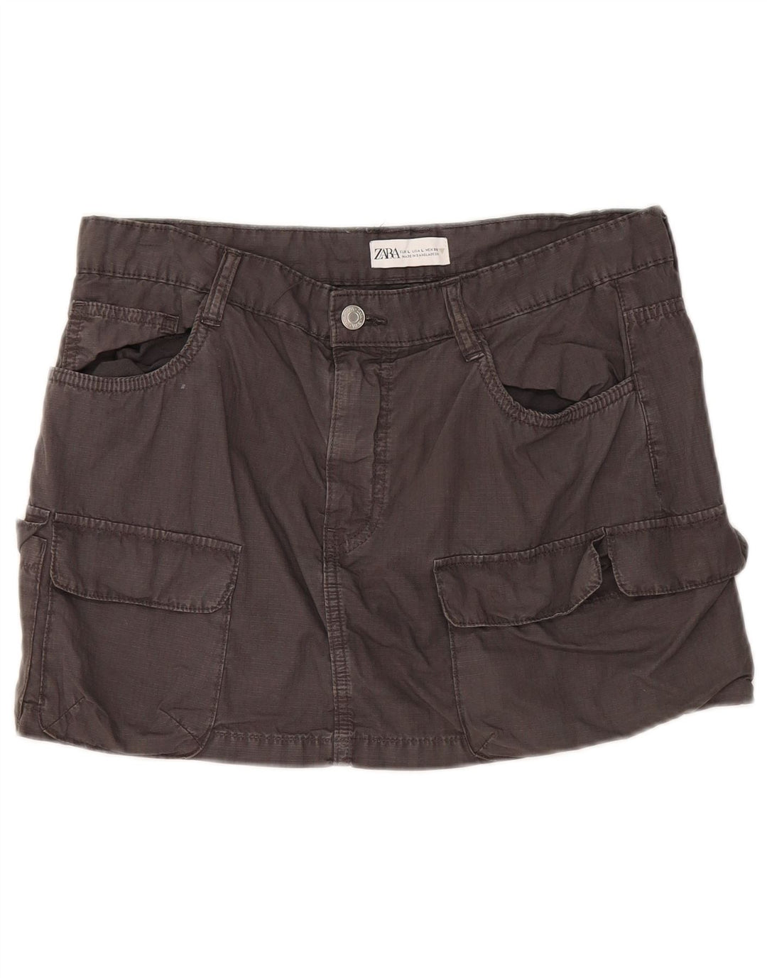 Spódnica damska Mini Cargo Zara, duża W30, szara bawełna