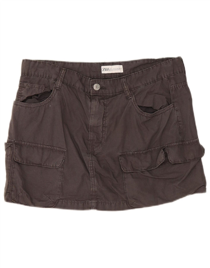 Spódnica damska Mini Cargo Zara, duża W30, szara bawełna
