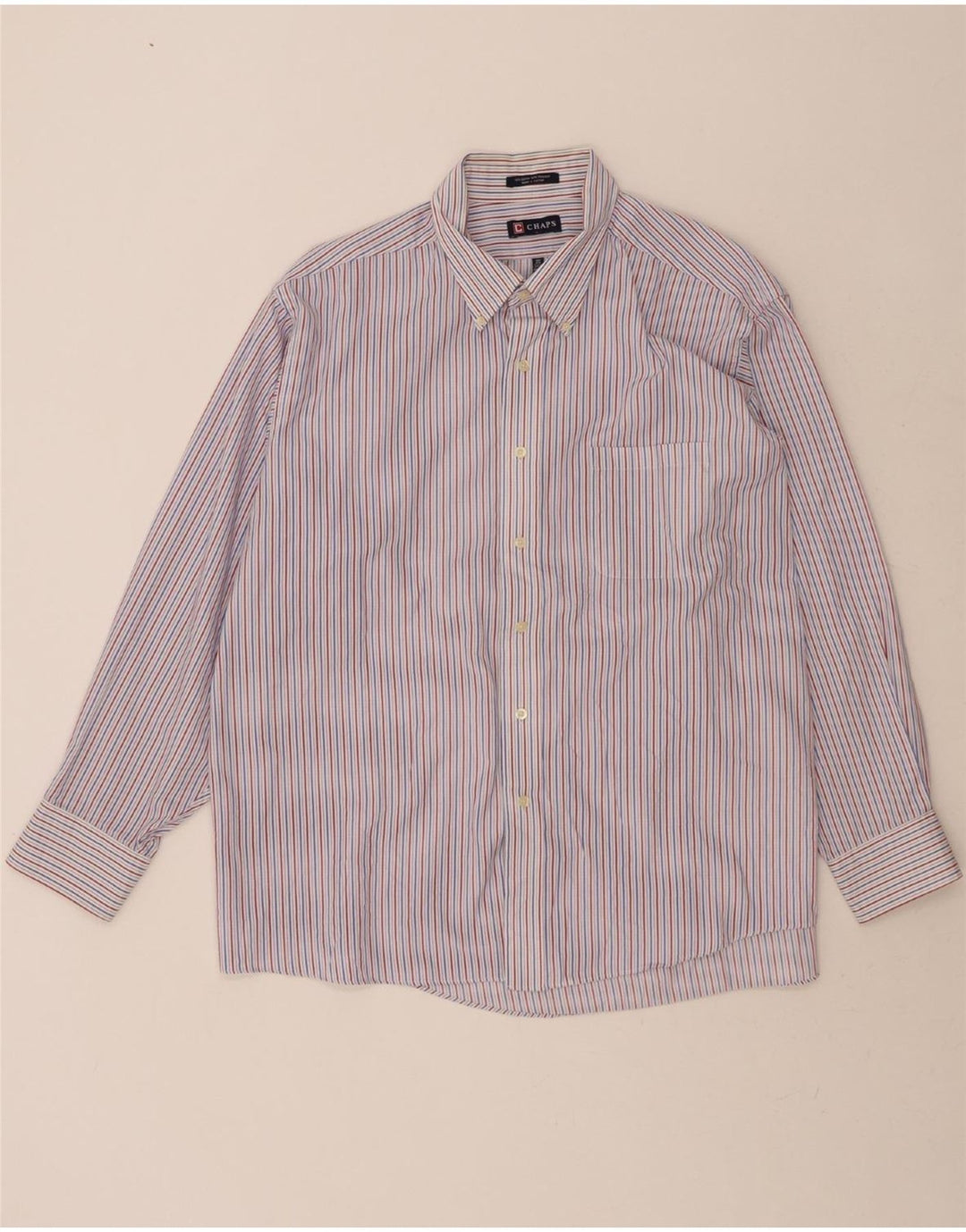 CHAPS Mens Shirt Size 18 1/2 2XL Multicoloured Pinstripe Cotton Vintage Chaps and Second-Hand Chaps from Messina Hembry 
