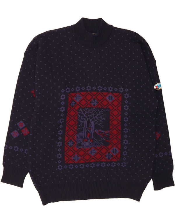 Męski sweter z golfem NORTH POLE 2XL Granatowy Wełna Fair Isle