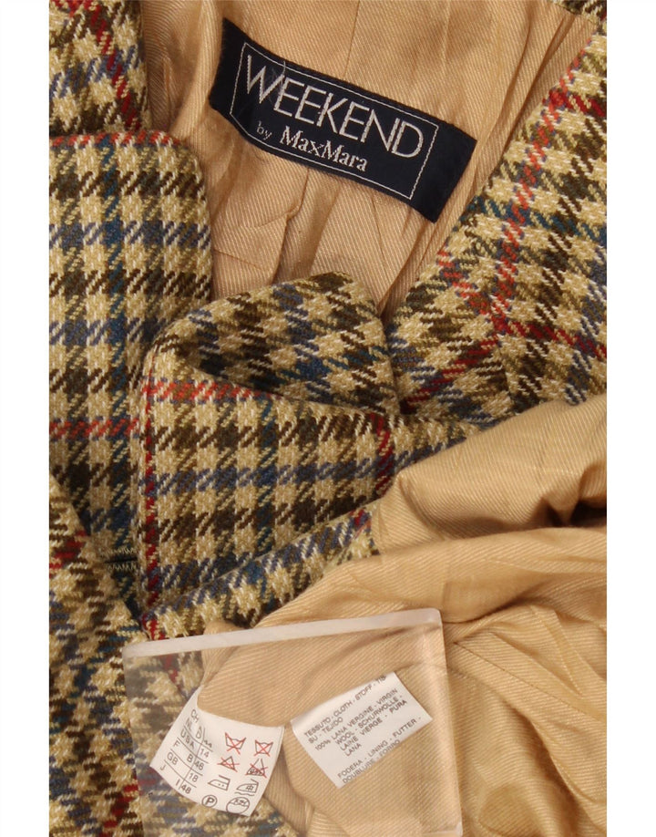 Max Mara Damska marynarka weekendowa zapinana na 2 guziki, UK 18 XL, zielona pepitka