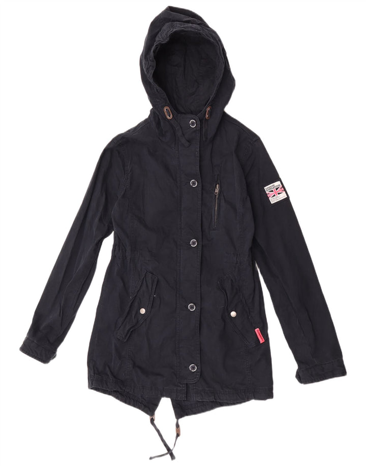 Damska kurtka parka z kapturem Superdry UK 10, mała, granatowa, bawełniana