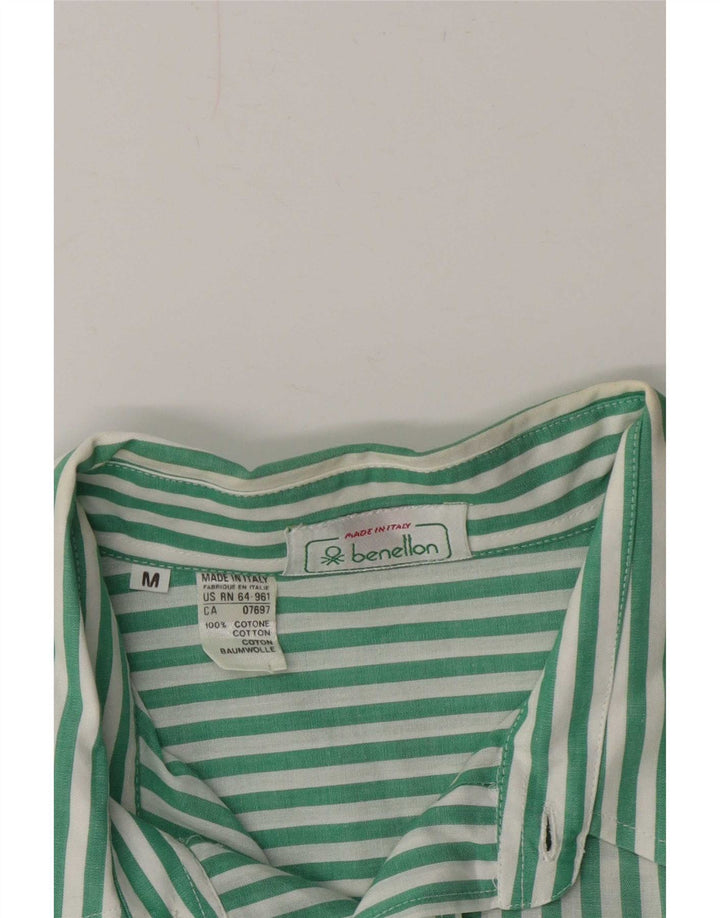 Koszula męska Benetton, bawełniana, w średnie zielone prążki