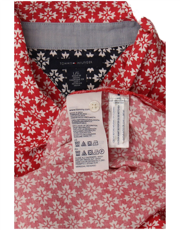 Koszula damska TOMMY HILFIGER UK 16, duża, czerwona, bawełniana w kwiaty