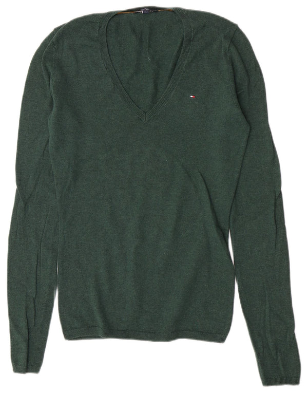 Damski sweter Tommy Hilfiger o regularnym kroju z dekoltem w kształcie litery V, UK 6 XS, zielony