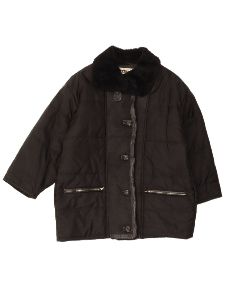 ICEBERG Womens Padded Coat IT 44 Medium Black Nylon